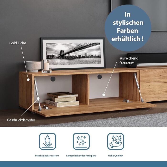 Тумба під телевізор Planetmbel, столик під телевізор довжиною 100 см, тумба під телевізор підвісна або стояча, тумба під телевізор