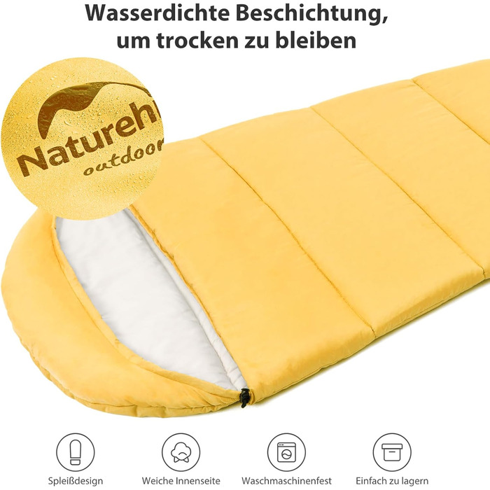 Дитячий спальний мішок Naturehike, літній, весняний, осінній, бавовняний спальний мішок для дітей, подорожей, кемпінгу, легкий теплий, кемпінговий, спальні мішки C300-жовтий