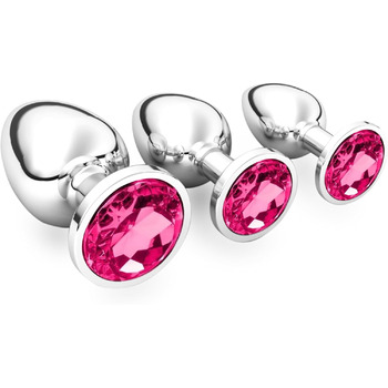 Набір анальних пробок Halercay, метал, кристал, малий-середній-великий, темно-фіолетовий, 3 шт.