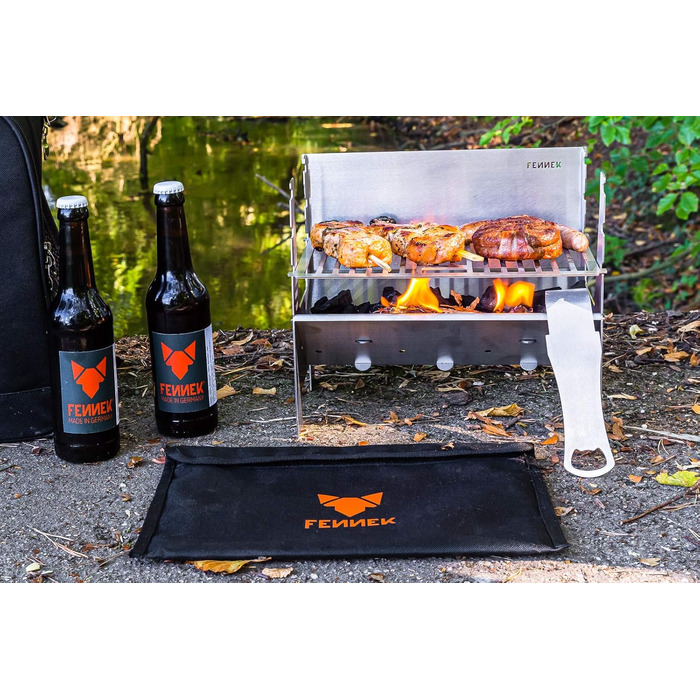 Мобільний та вставний вугільний гриль з нержавіючої сталі для кемпінгу, походів, автофургонів, саду та барбекю на свіжому повітрі