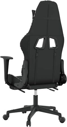 Ігрове крісло з функцією масажу та підставкою для ніг з чорної камуфляжної штучної шкіри, регульована висота спинки, функція повороту на 360 градусів, ергономічне офісне крісло з міцним корпусом 37 x 45 см (Ш x Г) чорного та камуфляжного кольорів