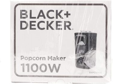 Виробник попкорну Black Decker BXPC1100E 1100 Вт Без олії Компактний Приготування всього за 3 хвилини Багатофункціональні мірні чашки Гаряче повітря Червоний