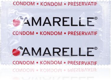 Упаковка захисних презервативів Amarelle 100 шт. - без запаху, волога, прозора з резервуаром - довжина 180 мм, ширина 54 мм - презерватив з натурального каучуку латексу, гума