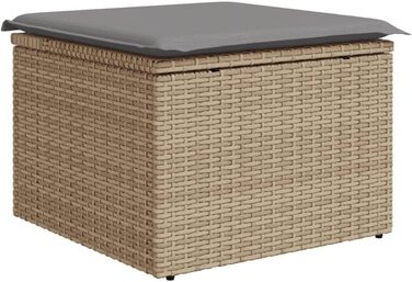 Табурет садовий з подушкою бежевий 55x55x37 см Poly Rattan,366092