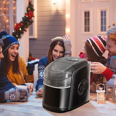 Переможець тесту машини для кубиків льоду 12 кг Льодогенератор Льодогенератор 6 хв Час виробництва Льодогенератор, Машини для виробництва кубиків льоду Тиха машина для приготування кубиків льоду з функцією самоочищення, чорний (БАГАТОРАЗОВИЙ)