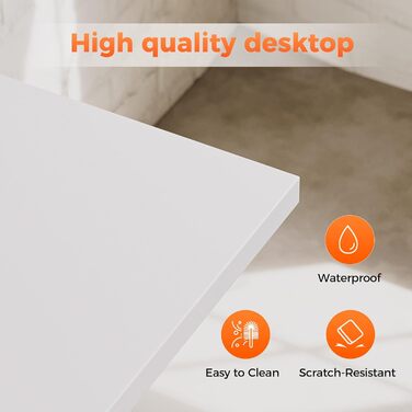 Комп'ютерний стіл Mericonia, 160 x 80 см, метал / дерево, білий