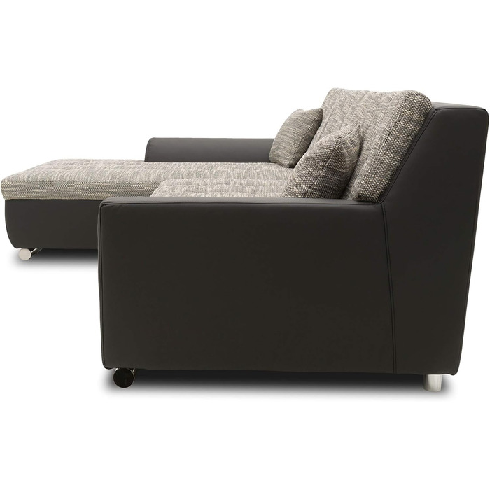 Колекція кутовий диван Treviso, L-подібний диван зі штучної шкіри та тканої тканини, кутовий диван, диван, м&39який кутовий модуль, 267 x 178 x 83 см (Ш x Г x В), сірий/чорний, шезлонг з лівим бортом, чорно-сірий