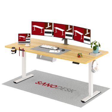 Письмовий стіл з регульованою висотою 200x80 см, Електрично регульований ергономічний комп&39ютерний стіл з функцією пам&39яті для роботи сидячи/стоячи (клен) 200 x 80 см клен