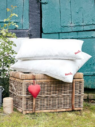 Пухова подушка PARADIES 80x80 см - 1200 г - Cleo Firm Organic - Жорстка подушка 80x80 см з гусячим пір&39ям та пухом, сертифікованими RDS, 80 x 80 см, висока підтримка