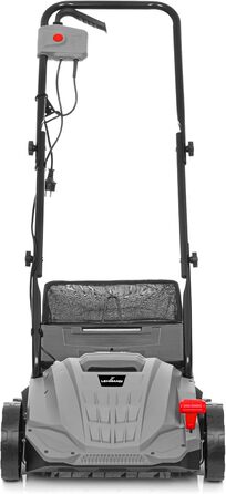 Вертикутер та аератор для газону LEHMANN 2-в-1, 1500 Вт, ширина захвату 32 см, 4 рівні глибини обробки, з травозбірником 30 л, кулькопідшипникові ножі та аераційна валки, сірий колір