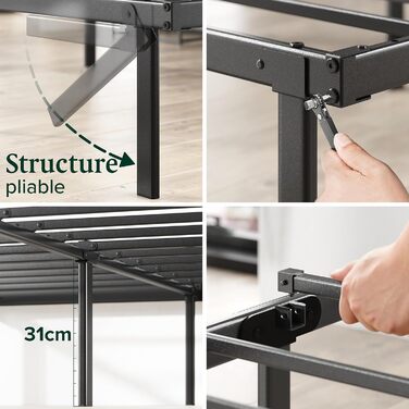 Ліжко Zinus Caleb з металевої платформи, висота 36 см, сталевий каркас, складне, для зберігання під ліжком, легке складання