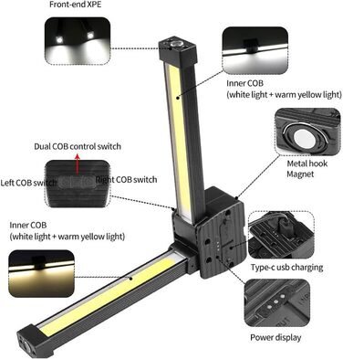 Ліхтарик для спортзалу адаптивне налаштування світла, портативний світильник для позування, складний, 7 рівнів, з регульованою яскравістю, водонепроникний, з гачком, ліхтарик для фітнесу, дому, кемпінгу, тренувань, бодібілдингу