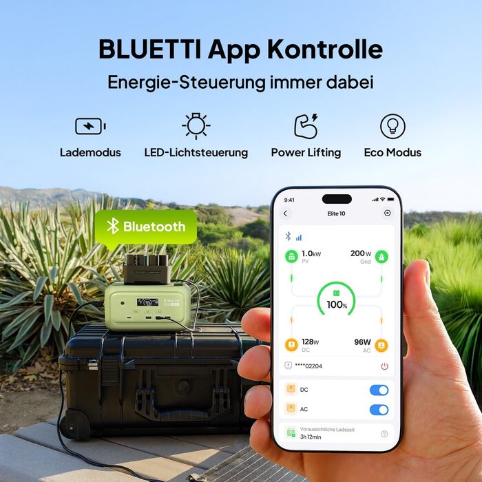 Портативна міні-електростанція BLUETTI Elite 10, акумулятор LiFePO4 ємністю 128 Втгод із розеткою змінного струму 200 Вт, резервне джерело безперебійного живлення 10 мс, сонячний генератор зі швидкою зарядкою для кемпінгу, подорожей, активного відпочинку 