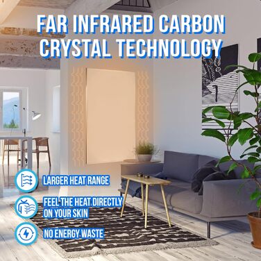 Інфрачервоний окремостоячий обігрівач Silvergear Smart 450 Вт Енергозберігаючий інфрачервоний обігрівач з термостатом Інфрачервона нагрівальна панель із захистом від перегріву Інфрачервоні панелі 90 x 50 см Білий 450 Вт Звичайний