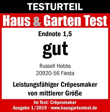 Млинар Russell Hobbs Ø30 см, тарілка з антипригарним покриттям, в т.ч. розкидач тіста та токарка Електричний гриль Fiesta (для млинців, млинців, галет і буріто, Taccos, 1000 Вт) Настільний гриль 20920-56 Млинарка одинарна