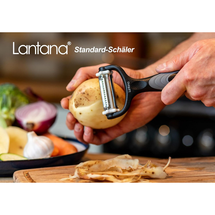 Картоплечистка Lantana 3-в-1/Мікрозубчаста очищувач для фруктів та овочів/Різак для жульєну. Овочечистка 3 в 1 для швидкого чищенн