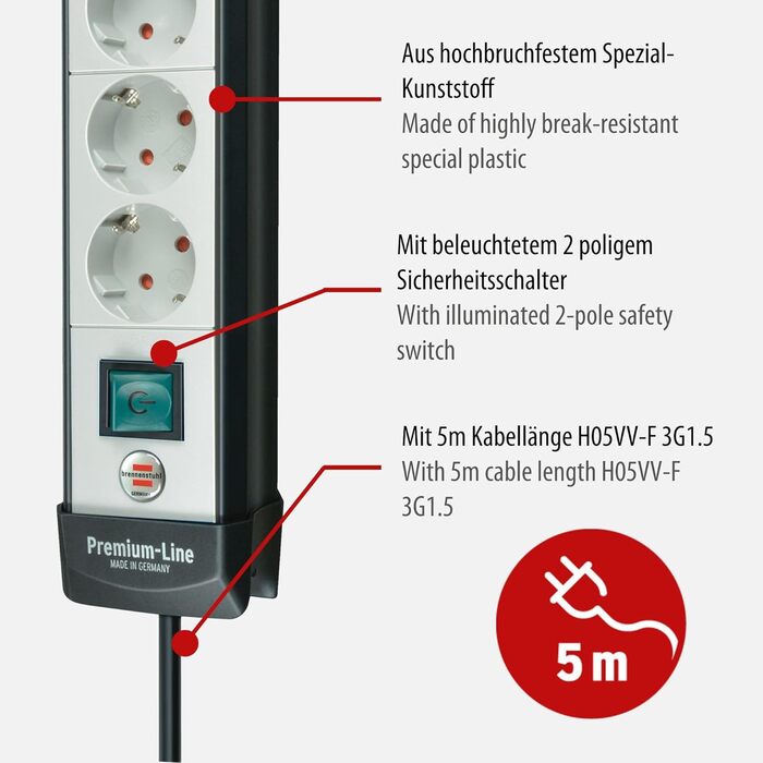 Х розетковий подовжувач (багаторозеткова розетка з вимикачем і кабелем довжиною 5 м - розташування розеток під кутом 45, зроблено