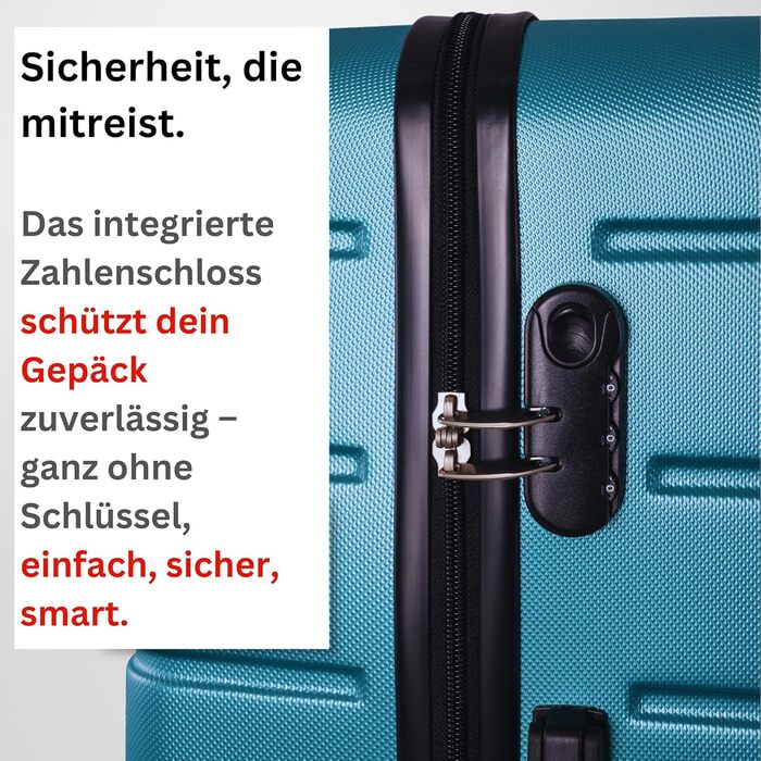 Валіза NOWI Hard Shell XL Large - Об&39єм 100 л - Обхват 158 см - 8 коліс, що обертаються на 360 - Легка валіза з кодовим замком та телескопічною ручкою - Дорожня валіза з колесами, візок (Бірюзовий, XL) XL Turquoise