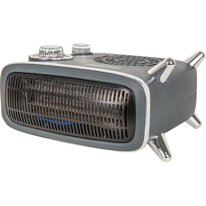 Електричний обігрівач Russell Hobbs, 1800 Вт/1,8 кВт, горизонтальний/вертикальний ретро-вентилятор, сірий з регульованим термостатом, 2 режими нагріву, підходить для приміщень площею до 20 м, поворотний регулятор, RHRETHFH1001G з 2-річною гарантією