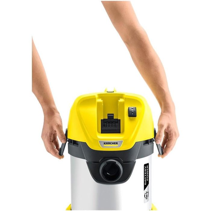 Акумуляторний пилосос для вологого/сухого прибирання Krcher 36 В WD 3 Battery Premium, патронний фільтр, шланг 2 м, об'єм контейне