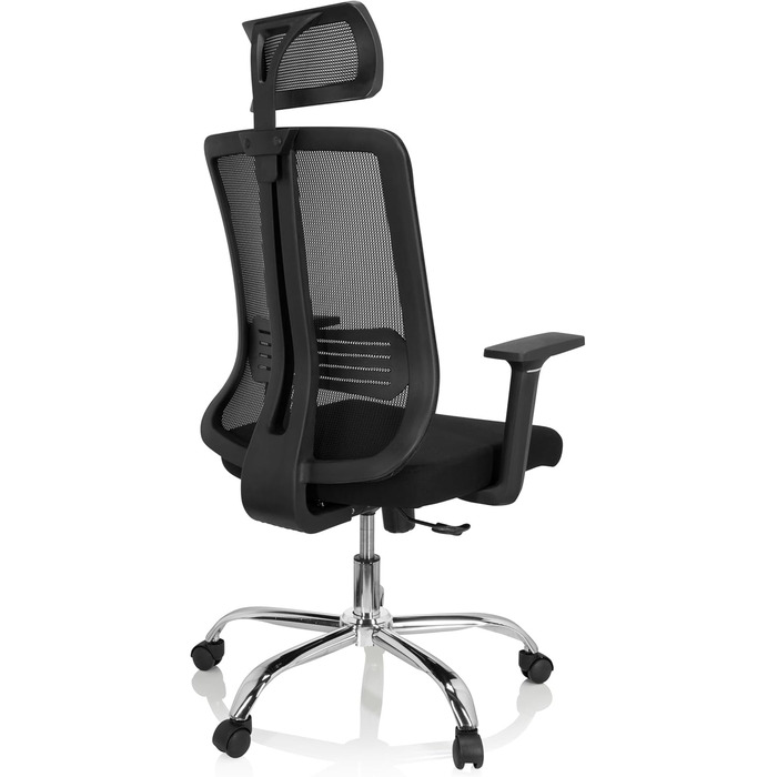 Офісний стілець ZH 200 Обертовий стілець з ергономічною спинкою, регульованим підголівником, тканина/сітка чорного кольору, 719221