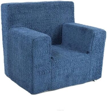 Дитяче крісло-реклайнер (квадратне) - Виготовлене з тканини Тедді - 547x34 см - З функцією сну - М&39яке та безпечне - Oeko-Tex, Синій