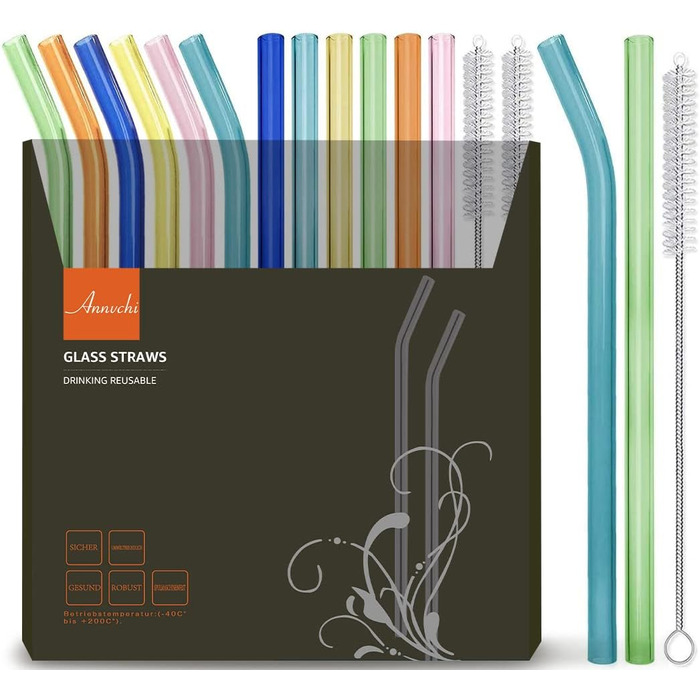 Предметів скляні соломинки кольорові багаторазові - Коктейль із широких скляних соломинок - різнокольорові скляні соломинки - здор
