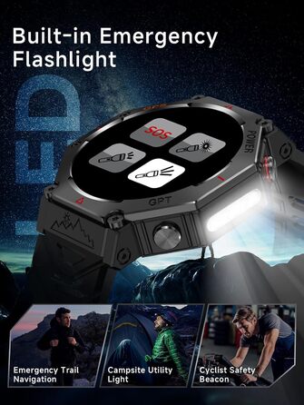 Смарт-годинник для чоловіків, військовий смарт-годинник 2026 року, спортивний годинник, фітнес-годинник 1,39 дюйма для Android та iOS, водонепроникний фітнес-трекер з функцією телефону/серцевий ритм/AI/ChatGPT/понад 100 спортивних режимів, класичний