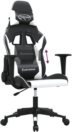 Ігрове крісло INLIFE чорно-біле зі штучної шкіри, Меблі, Крісла, Ігрові крісла, Біле, 15,3 кг, 3143692