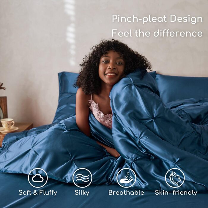 Сатинова ковдра California King 8 предметів - розкішний комплект постільної білизни з ковдрою, простирадлом, спідницею, супер шовк