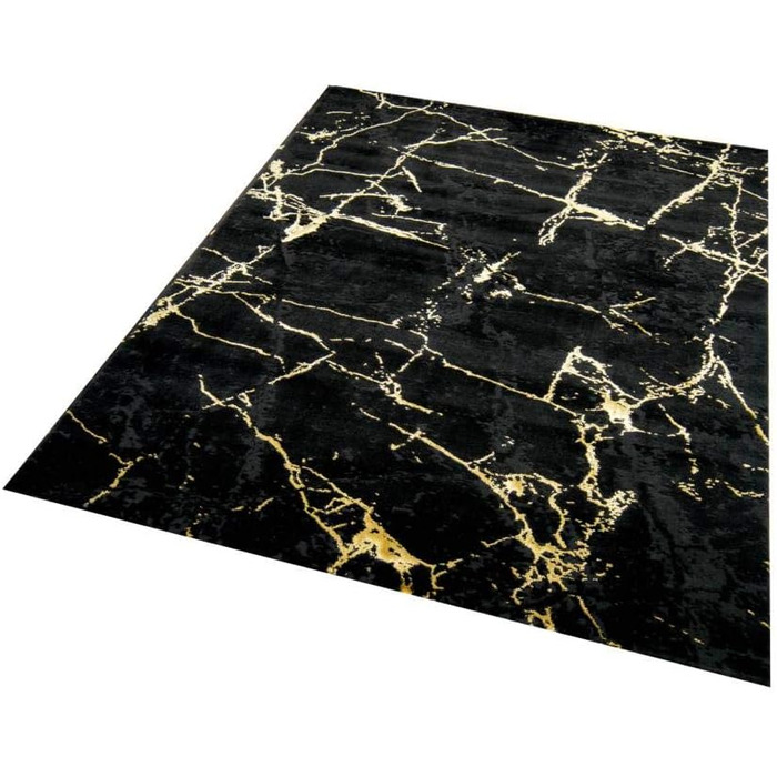 Килим для вітальні сучасний килим для вітальні мармуровий вигляд чорне золото розмір 240 x 340 см