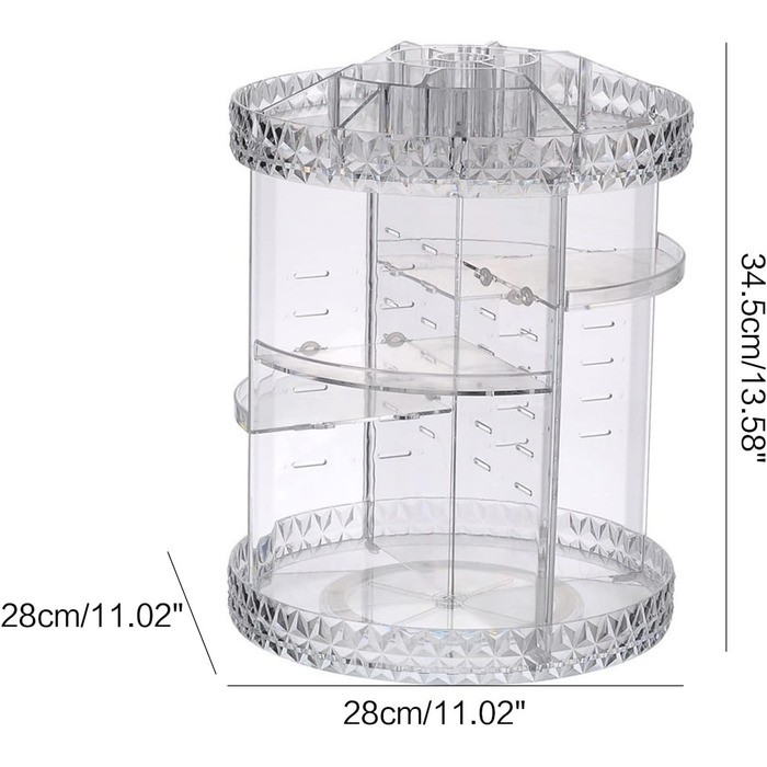 Органайзер для макіяжу WENGU, обертається на 360 градусів, багатошаровий, пластиковий, коробка для зберігання косметики, полиця, тримач для пензликів, футляр для губної помади, прозорий органайзер для макіяжу для туалетного столика