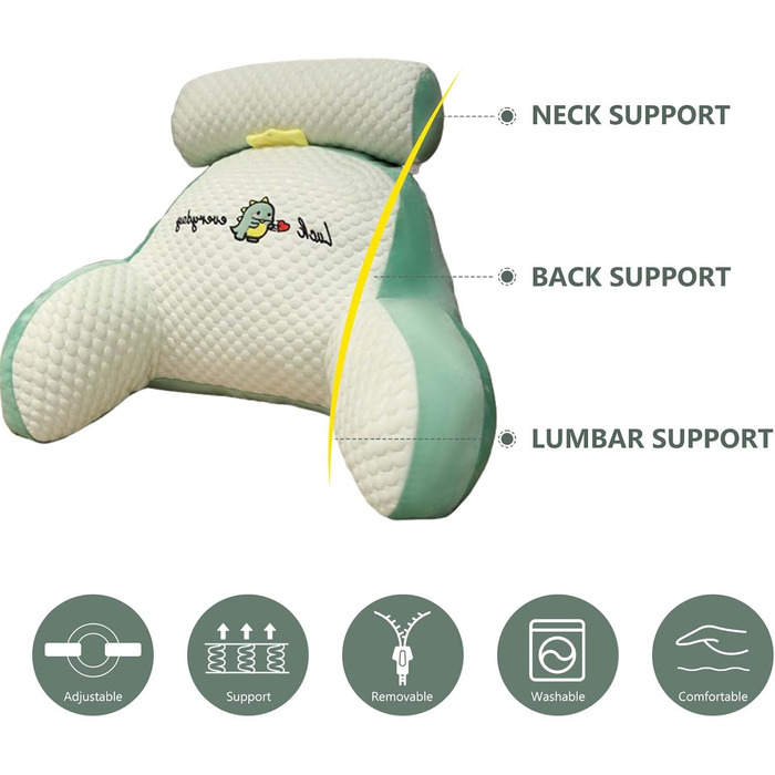 Подушка для читання - Оксамитова подушка для читання, подушка для спини з підлокітниками, ергономічна подушка для ліжка, спинка крісла для ліжка, подушка-подарунок для читання, хаскі, 70 * 50 см