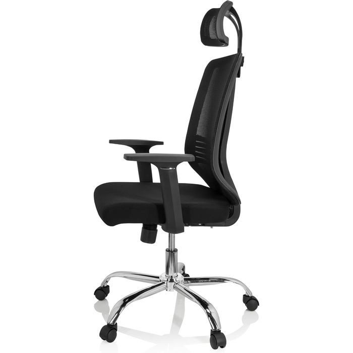 Офісний стілець ZH 200 Обертовий стілець з ергономічною спинкою, регульованим підголівником, тканина/сітка чорного кольору, 719221