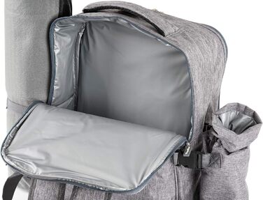 Рюкзак для пікніка CampFeuer для 4 осіб Сірий Набір для пікніка з 32 предметів Включає тримач для пляшок та флісову ковдру, велике відділення-холодильник, посуд та столові прибори Рюкзак для походів, рюкзак для кемпінгу