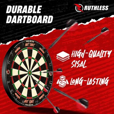 Центр дартсу Ruthless Home Повний комплект домашнього центру дартсу, включаючи шафу, мішень для дартсу та 2 набори дартсу Cobra