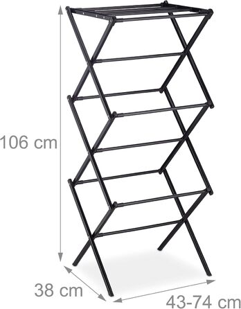 Вішалка для одягу Relaxdays, складна, висувна, 1анг, 6 рівнів, компактна вежа для одягу, метал, чорна