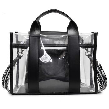 Прозора сумка-шопер з внутрішньою кишенею на блискавці, містка жіноча сумка з ручками та знімним ременем, ідеальна для спортивних заходів та концертів