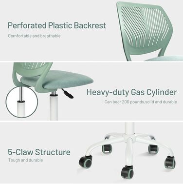 Крісло для домашнього офісу FurnitureR, ергономічне обертове крісло з регульованою висотою та коліщатками, сучасне комп&39ютерне крісло для навчання та офісу, тканина Morandi кольору Aqua, Крісло для домашнього офісу