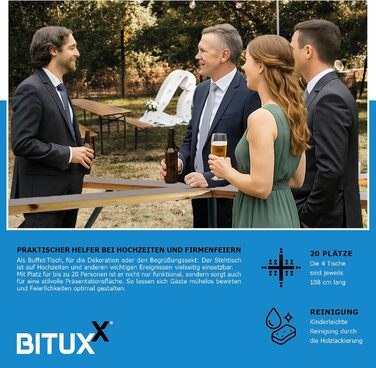 Комплект пивного намету BITUXX, комплект фестивального намету, пивний стіл, хрестовий стіл, стоячий стіл, Quattro, складаний, хрестоподібної форми, 241 см з підставкою для парасольки