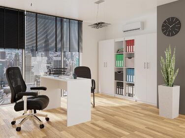 Багатофункціональна шафа Home Collective, біла, ширина 74 см, висота 180 см, з шістьма полицями та додатковим відділенням, картотечна шафа, побутова шафа, органайзер з МДФ