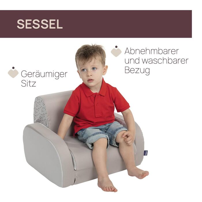 Дитяче крісло Chicco Twist, підходить для дітей від 1 року, трансформується в шезлонг та диван, з 3 конфігураціями, зручне та легке, трансформується одним рухом, для дітей від 12 місяців, крісло-реклайнер для дитячої кімнати, сірий, версія 2025