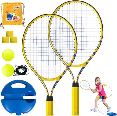 Набір JOY SPOT! Tennis Trainer 2-Pack із 2 тенісних ракеток, набір тенісних тренажерів із м'ячем для відскоку, тенісні м'ячі зі шнуром та сумка для початківців