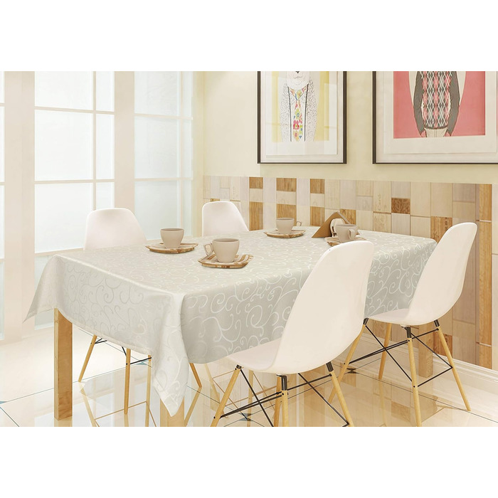 Скатертина EUGAD дамаські орнаменти шовковий блиск завиток/коло дизайн скатертини з подолом, розмір та колір скатертини на вибір,