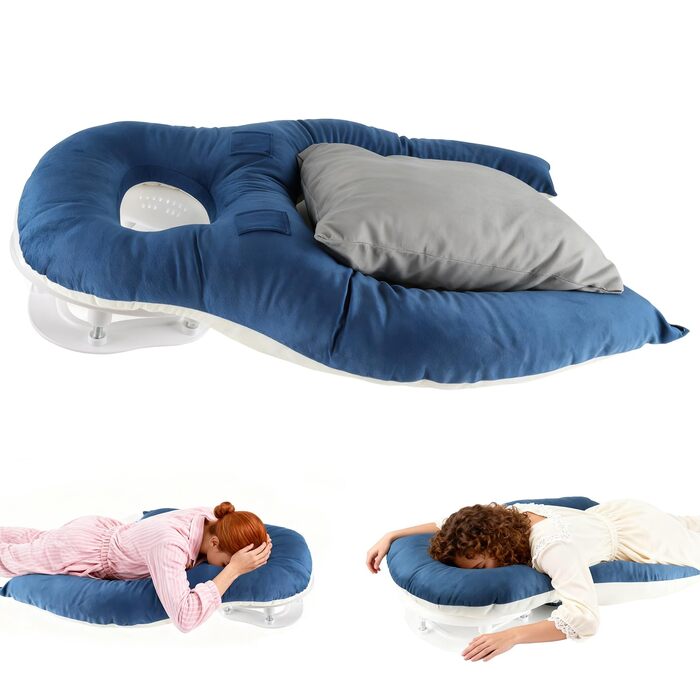 Подушка для сну обличчям вниз, ергономічна подушка для обличчя з піною з ефектом пам&39яті, регульований по висоті масажний підголівник для дому, сну на животі та відновлення після операції на очах з вітректомією