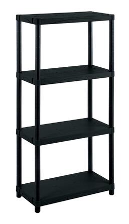 Побутовий стелаж Kreher XL, пластиковий стелаж, полиця для зберігання, 4 полиці, чорний. Максимальне навантаження 100 кг. 60 x 30 x 132 В см. Сертифіковано TV Rheinland.