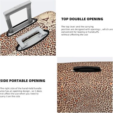 Чохол для валізи Леопардовий принт, міцний захист для багажу, підходить для валіз розміром 45.7 - 81.3 см, розмір XL, Чорний, X-Large