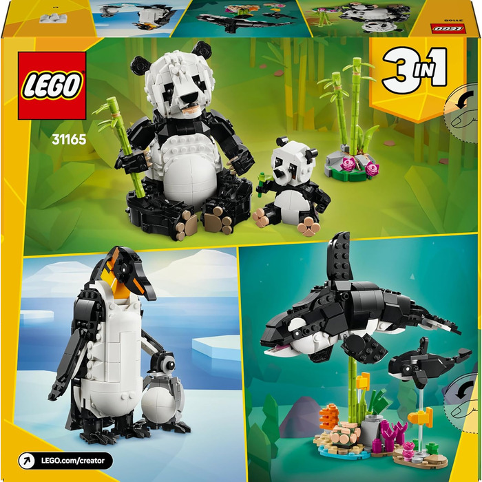 Конструктор LEGO Creator 3-in-1 Wild Animals: Panda Family 31165, 626 деталей, дикі тварини
