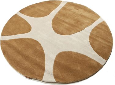 Камені ручної роботи, Килим, Середній ворс, 150 см, Круглий, Сучасний, Шерсть, Передпокій, Спальня, Кухня, Вітальня, Коричневий, К