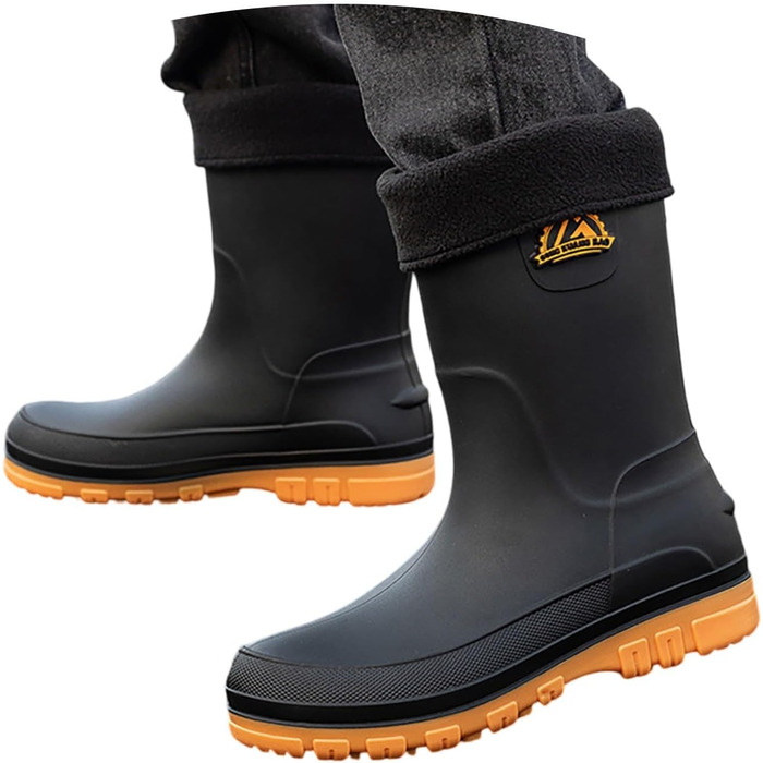 Чоловічі надзвичайно широкі гумові чоботи, гумові чоботи, рибальські чоботи з широким халявою, нековзне гумове взуття, гумове взуття, босоніж садові чоботи, чоботи для верхової їзди 011 жовтий 43 EU